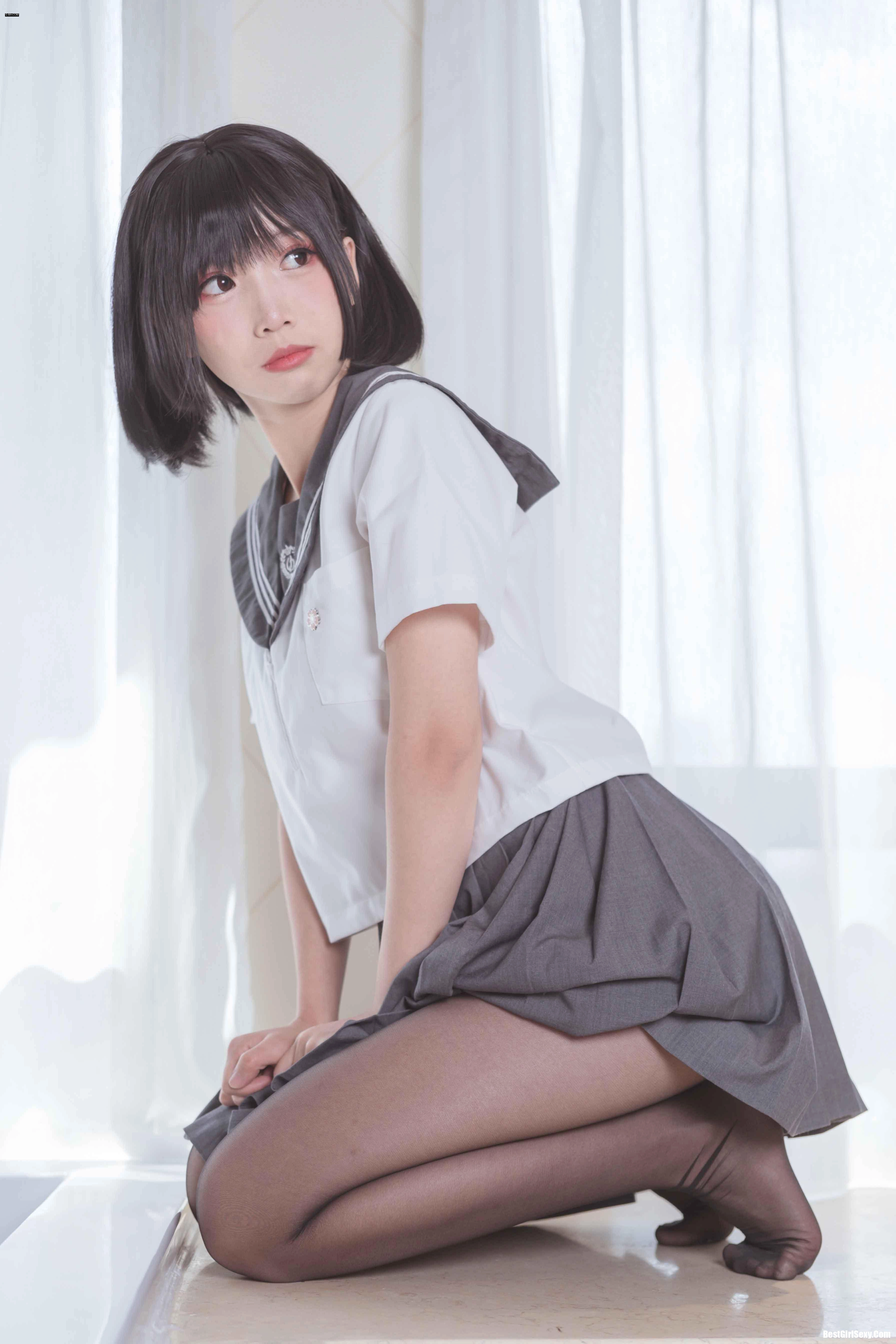 面饼仙儿 NO.016 The girl in the brain black silk JK - 第 7 张高清写真大赏