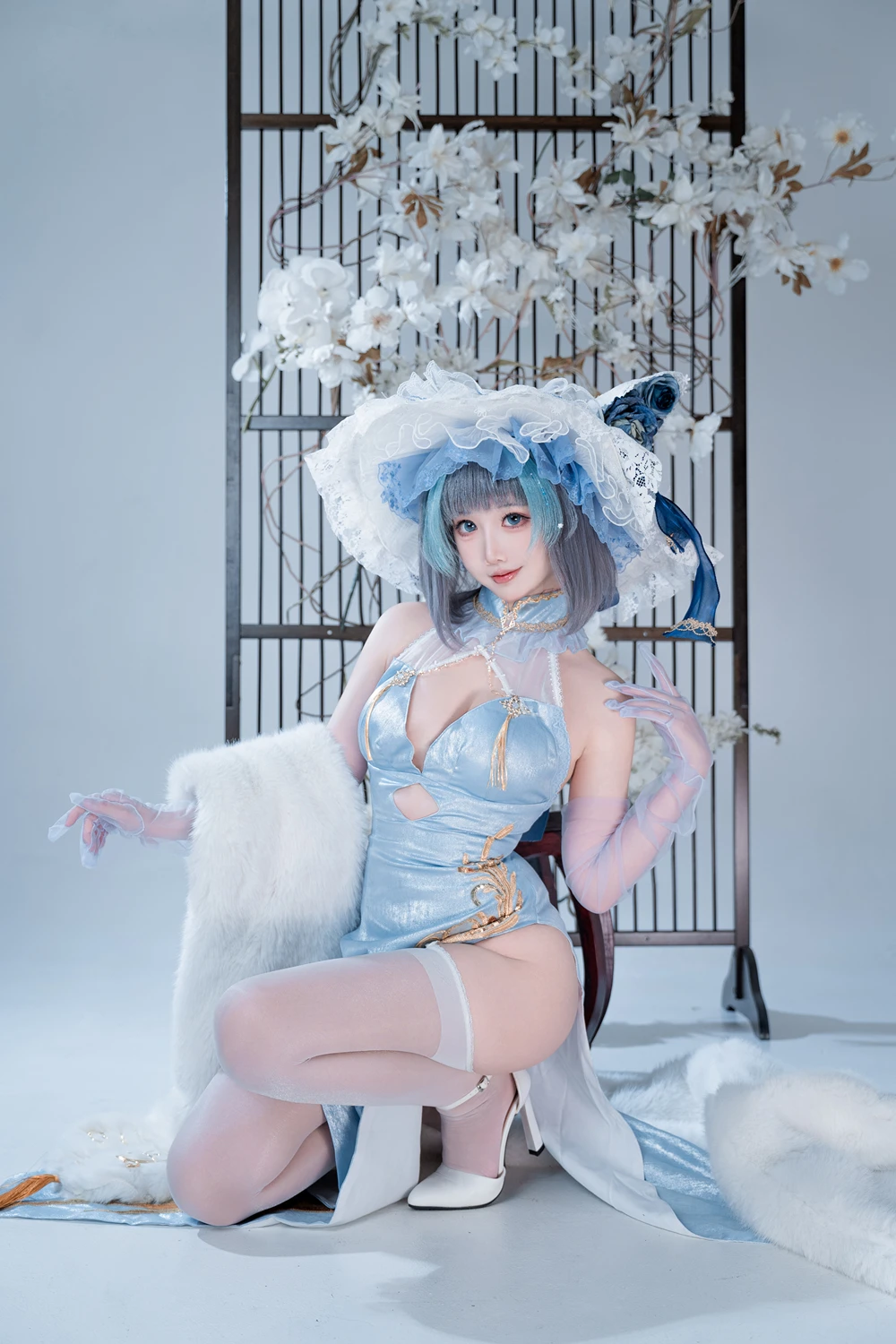 面饼仙儿 – 碧蓝航线-柴郡猫猫蓝旗袍 - 第 5 张