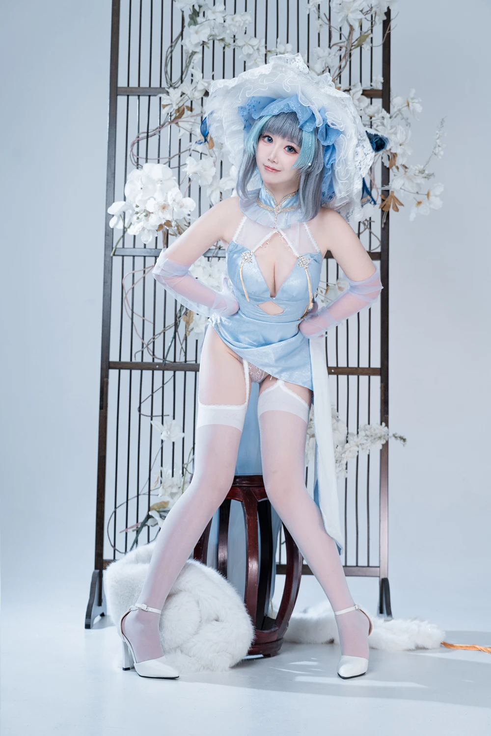 面饼仙儿 – 碧蓝航线-柴郡猫猫蓝旗袍 - 第 25 张